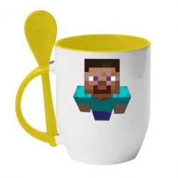 Чашка с ложкой Steve from Minecraft - PrintSalon