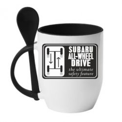 Чашка с ложкой Subaru All-Wheel - PrintSalon