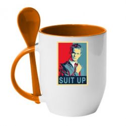 Чашка с ложкой Suit up! - PrintSalon