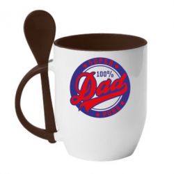 Чашка с ложкой Super Dad Pure 100% - PrintSalon