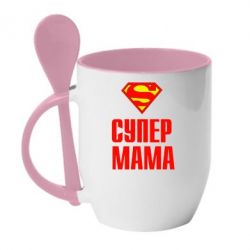 Чашка з ложкою Супер Мама - PrintSalon