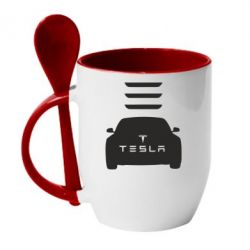 Чашка с ложкой Tesla Car - PrintSalon