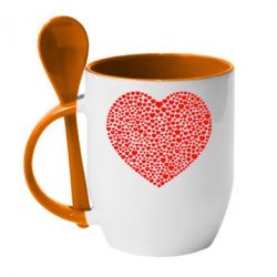 Чашка с ложкой Тысяча сердец