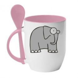 Чашка с ложкой удивленный слон - PrintSalon