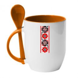 Чашка с ложкой Украiiнський орнамент - PrintSalon