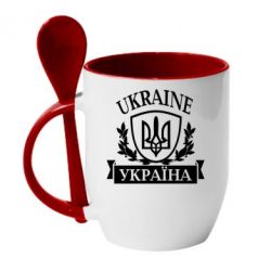 Чашка с ложкой Україна ненька - PrintSalon