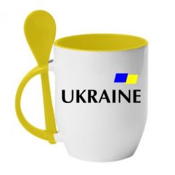 Чашка з ложкою FLAG UKRAINE - PrintSalon