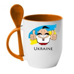 Чашка с ложкой Ukraine kozak - PrintSalon