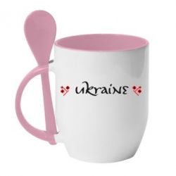 Чашка с ложкой Ukraine вишиванка - PrintSalon