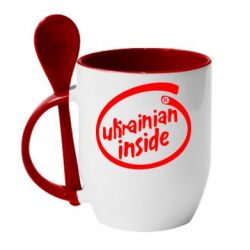 Чашка с ложкой Ukrainian inside - PrintSalon