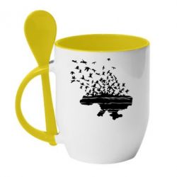 Чашка с ложкой Українські птахи - PrintSalon