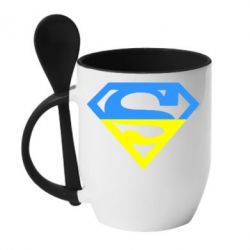 Чашка с ложкой Український Superman - PrintSalon