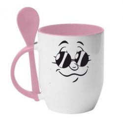 Чашка з ложкою В окулярах - PrintSalon