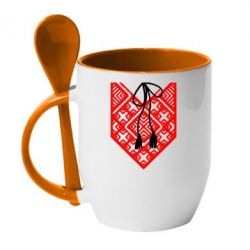 Чашка с ложкой Вишиванка з зав'язкою - PrintSalon
