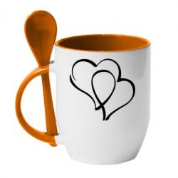 Чашка с ложкой Влюбленные сердца