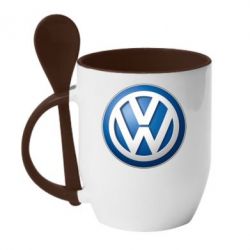 Чашка с ложкой Volkswagen 3D Logo - PrintSalon
