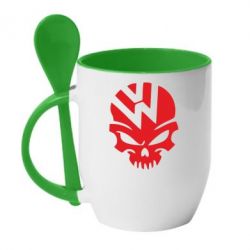Чашка с ложкой Volkswagen Skull - PrintSalon