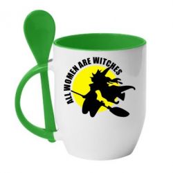 Чашка с ложкой Все женщины - ведьмы - PrintSalon