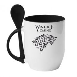 Чашка с ложкой Winter is coming (Игра престолов) - PrintSalon
