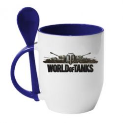 Чашка с ложкой World Of Tanks 3D Logo - PrintSalon
