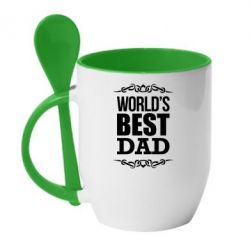Чашка с ложкой World's Best Dad - PrintSalon