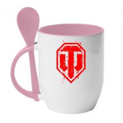 Чашка с ложкой WOT Logo - PrintSalon
