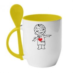 Чашка с ложкой Я люблю его - PrintSalon