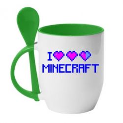 Чашка з ложкою Я люблю Minecraft - PrintSalon