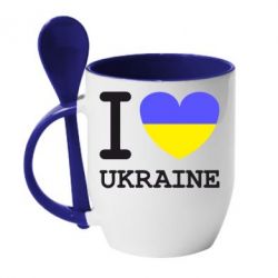 Чашка с ложкой Я люблю Україну - PrintSalon