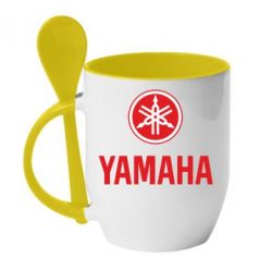 Чашка с ложкой Yamaha Logo(R+W) - PrintSalon