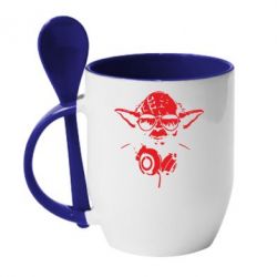 Чашка с ложкой Yoda в наушниках - PrintSalon