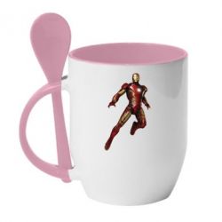 Чашка с ложкой Железный Человек в воздухе