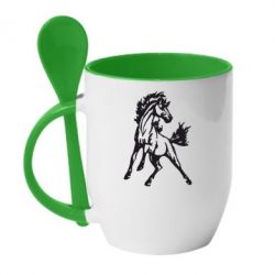 Чашка с ложкой Жеребец - PrintSalon