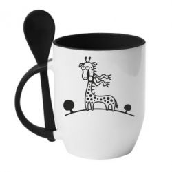 Чашка с ложкой жираф - PrintSalon