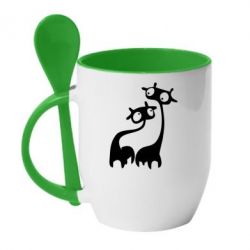 Чашка с ложкой Жирафы - PrintSalon