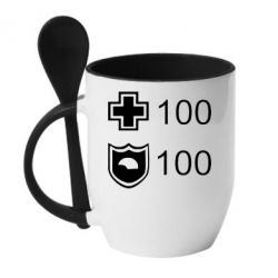 Чашка з ложкою Життя і броня - PrintSalon