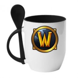 Чашка з ложкою Значок wow - PrintSalon