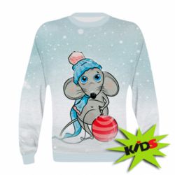 Детский 3D свитшот Крыса и снегопад-PrintSalon Детский 3D свитшот Крыса и снегопад