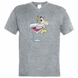 Чоловіча футболка з V-подібним вирізом Щур в бокалі - PrintSalon