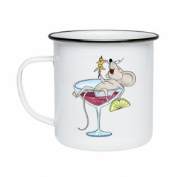 Кружка емальована Щур в бокалі - PrintSalon