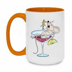 Чашка двокольорова велика Щур в бокалі - PrintSalon