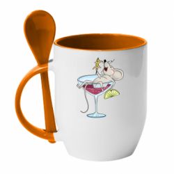 Чашка з ложкою Щур в бокалі - PrintSalon