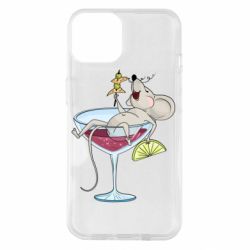 Чехол для iPhone 14 Крыса в бокале