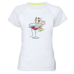 Жіноча футболка для спорту Щур в бокалі - PrintSalon