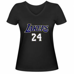 Женская футболка с V-образным вырезом Lakers 24 - PrintSalon