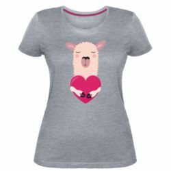 Жіноча преміум футболка Lama with heart - PrintSalon