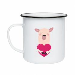Кружка емальована Lama with heart - PrintSalon