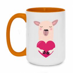 Чашка двокольорова велика Lama with heart - PrintSalon