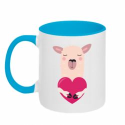 Чашка двокольорова Lama with heart - PrintSalon