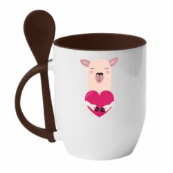 Чашка з ложкою Lama with heart - PrintSalon
